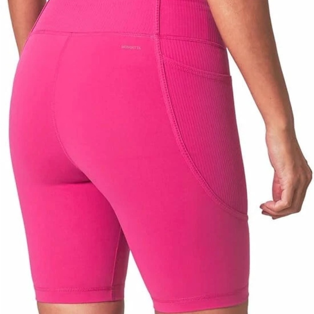 MONDETTA Women’s Pink High-Waisted Bike Shorts with Compression. - Picture 2 of 11